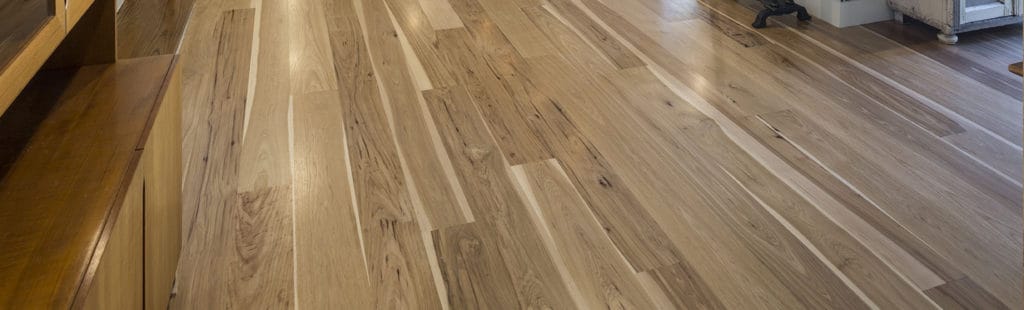 wide plank hickory floor in kitchen cropped