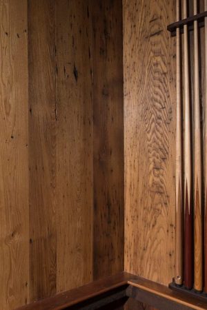 antique chestnut wall panels with pool sticks