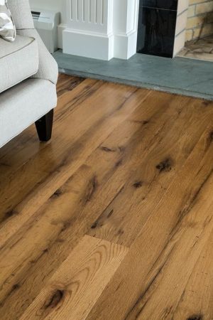 reclaimed oak closeup with soft chair